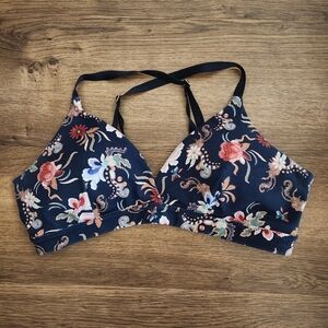 Athleta Floral Sports Bra - Black and Pink
